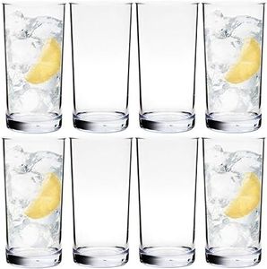 Youngever 8 Pack 500ML Plastic Water Tumbler, Plastic Glasses, Reusable Plastic Cups, Unbreakable Glasses, Plastic Tumblers (Clear)