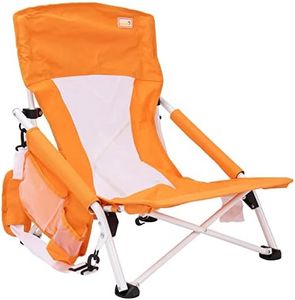 SunnyFeel Low Folding Camping Chair, Portable Beach Chairs, Mesh Back Lounger for Outdoor Lawn Beach Camp Picnic (Orange)