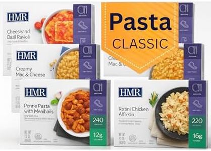 HMR Pasta Classics Entree Bundle 1 ea Penne Pasta w/Meatballs, Rotini Chicken Alfredo, Lasagna w/Meat Sauce, Cheese & Basil Ravioli, Chicken Pasta Parmesan, Pasta Fagioli, 7-8 oz, 6 Ready to Eat Meals