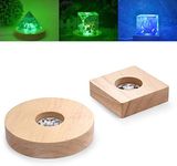 YAKAMOZ LED Lights Display Base 2PCS Wooden Lighted Base Stand for Laser Glass Resin Art