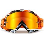 NENKI Motocross ATV Goggles NK-1019 MX ATV Off Road Dirt Bike Goggles For Unisex Adult (Techline Orange,Iridium Red Lens)