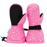 JAN & JUL Girls Snow Mittens for Kids with Thinsulate (Watermelon Pink Star, S: 2-4Y)