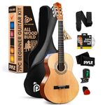 Pyle Beginner 30" Classical Acoustic Guitar - 6 String Junior Linden Wood Traditional Guitar w/ Wooden Fretboard, Case Bag, Tuner, Picks - PGACLS30