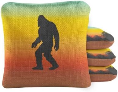 ACA Approved Official Regulation 6x6 in Cornhole Bags Dual Sided Synergy Pro Set of 4 Retro Sasquatch Yellow