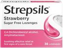Strepsils Strawberry Sugar Free Sore Throat Lozenges 36 Pack