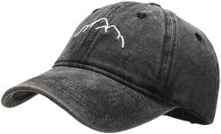 XYIYI Vintage Washed Distressed Baseball Cap Adjustable Cotton Dad Hat for Women Men, Mountain Black, One size