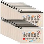 20 Pieces Nurse Cosmetic Bag Nurse Survival Kit Makeup Bags Canvas Multi Purpose Zipper Pouch Nurse Practitioner Gifts for Women Girls Nurses School Nurse Practitioner Supplies (7.09 x 4.33 Inch)