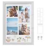 SONGMICS A4 Picture Frames Collage, 4x6 Multi Photo Frame, 8.5x11, 8x12 or 4x4 Photos, 9x12, Rustic White URPF024W01