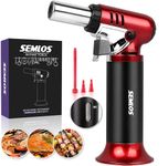 Semlos Butane Torch with Fuel Gauge, Refillable Kitchen Torch with Safety Lock and Adjustable Flame, Fit All Butane Tanks One-handed Blow Torch for Cooking, BBQ (BUTANE GAS ISN’T INCLUDED)