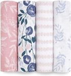 aden + anais Essentials Swaddle Blanket, Boutique Muslin Blankets for Girls & Boys, Baby Receiving Swaddles, Ideal Newborn & Infant Swaddling Set, Perfect Shower Gifts, 4 Pack, Flowers Bloom
