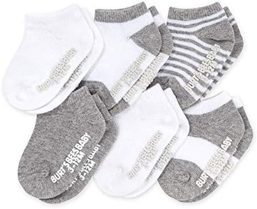 Burt's Bees Baby Boys Socks, 6-pack Ankle Or Crew With Non-slip Grips, Made Organic Cotton Casual, Heather Grey Multi, 3-12 Months US