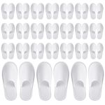 24 Pairs Disposable House Slippers for Guests - Bulk Slipper Pack for Hotel, Spa, Travel, Shoeless Home, White Closed Toe (US Men Size 10, Women 11)