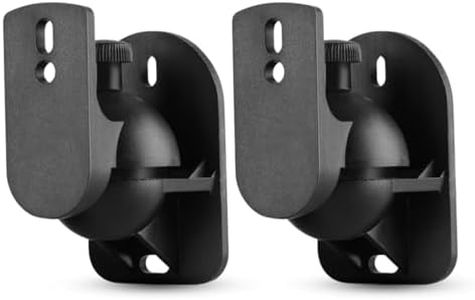 TNP Universal Satellite Speaker Wall Mount Bracket Ceiling Mount Clamp with Adjustable Swivel and Tilt Angle Rotation for Surround Sound System Satellite Speakers - 2 Pack, Black