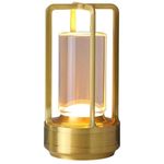 Hagmoo Klarako Crystal Lantern,Cordless Table Lamp,3 Color Stepless Dimming Touch, Rechargeable Portable LED Desk Lamp for Bedroom Restaurant Home Outdoor (Gold)