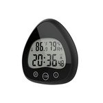 Lancoon Bathroom Digital Wall Clock Mute Shower Kitchen Timer Super Waterproof Fog-Proof Dust-Proof with Sucker Hook Bracket Temperature Humidity Induction(Black)