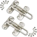 Yosawo 2 PCS Door Lock Latch,Home Security Door Lock, Swing Bar Door Lock,Safety Childproof Reinforcement Door Stopper,Hotel Door Latches with Screws（Silver/SY）