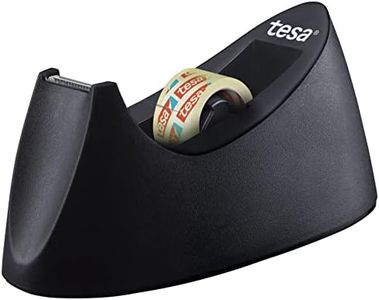 Tesa Dérouleur de Bureau Easy Cut CURVE Stable et Antidérapant avec Tampon Protecteur, Couteau Dentelé pour Découpe Nette Rechargeable pour Rouleaux Tesafilm 19 mm x 33 m