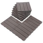 Cheston Interlocking Tiles for Floor I Wood Plastic Composite Tiles for Garden, Balcony etc. I Weather & Water Resistant I Quick Flooring Solution I 12" X 12" Deck Tiles (Set of 16, Espresso Brown)