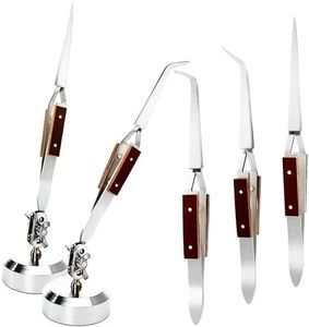WUWEOT 5 Pcs Soldering Tweezers Set, Straight Curved Welding Plier and Cross Lock Fiber Grip Soldering Tweezers, Jewelry Third Hand Repair Kit Tools for Jewelry Silversmithing and Craft