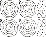 Ball Type Plug Chains Bathtub Sink Stopper Chain Bath Stainless Steel Plug Chain with S Hook for Basin Bath Supplies, 23.6 Inches Long (4 Pieces)