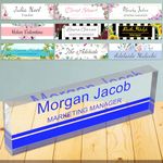 Desk Name Plates for Office Personalized Name Plaque for Desk Clear Acrylic Glass Office Desk Decor for Women or Men,8"x2.5"