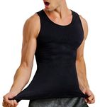 Compression Shirts for Men Shapewear Slimming Body Shaper Waist Trainer Vest Workout Tank Tops Abdomen Undershirts (Black, X-Large-2X-Large) XL-XXL