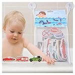 Baby Bath Toys for Kids Ages 1-3, 23Pcs Traffic Foam Bathtub Toys with Mesh Bath Toy Organizer, Non Toxic Fun Shower Toys for Toddlers, 2 Suction Hooks