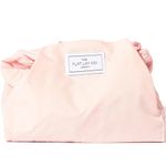 The Flat Lay Co. Makeup Bag - Blush Pink Travel Make Up Organiser for Cosmetics, Eyeshadow, Make-Up Brushes, Lipstick & Tools - Drawstring Makeup Bag Storage with Brush Holder & Large Pockets