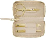 ZWILLING Manicure and Pedicure Set Cowhide Leather Case 3 Pieces with Nail Scissors Premium Gold Edition Black