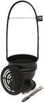 KKDUCK Hookah Charcoal Basket with Coal Tongs Carbon Clip Portable Carbon Container Bucket Metal Charcoal Holder for Shisha Accessories Big Size 17 Inches (Black)