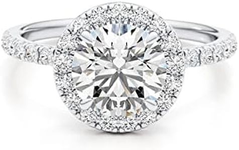 GLAM AND GEMS 1/2 Carat Lab Grown Diamond and 2 Carat Moissanite Engagement Ring for Women in 14k White/Yellow/Rose Gold (D-E, VS, cttw) Wedding Ring Size 5.5 to 8 (10), 8.5, Metal, Created Moissanite