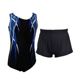 IKAANYA Boys Leotard and Shorts for Gymnastics, Dance, Aerobics, Fitness in Many Colors (Blue+Black, 6-7 Years)