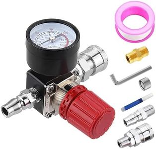 Preciva Air Compressor Pressure Regulator with Dial Gauge, 0-175 PSI Air Gauge for Air Compressor and Air Tools (Four Way Valve)