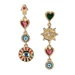 Betsey Johnson Womens Evil Eye Linear Earrings, One Size, Metal, No Gemstone