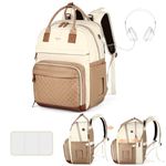 Extra Large Diaper Bag for 2 Kids, Diaper Bag Backpack, Twin Diaper Bag 25-37L Expandable with Changing Pad and Earphone Hole, Beige