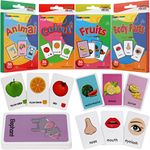 leyun Kids Flash Cards Set Flash Cards for Children Early Learning Flash Cards Flash Cards for Toddlers Age 2-4 Baby Cards for Toddlers 1 2 3 4 years 4 Pack-144pcs Animals Fruits Body Parts & Colors