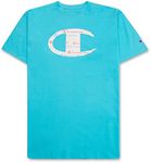 Champion Big and Tall T Shirts for Men – Crewneck Mens Big and Tall Graphic Tee Blue Horizon