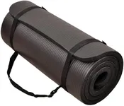 Fitvids 1-Inch Extra Thick High Density Anti-Tear Exercise Yoga Mat with Carrying Strap, Black