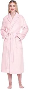PAVILIA Plush Robe For Women | Pink, Fluffy Soft Bathrobe | Luxurious Fuzzy Warm Spa Robe, Cozy Fleece Long Robe | Satin Trim, Small-Medium