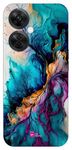 Gift Minister Hard Designer Mobile Case for One Plus Nord Ce3 Lite 5G Back Cover Cadet Blue - Marble Ink Abstract Art Exquisite Original Painting Painted Highquality Paper Texture Create 1Pcs 1701J