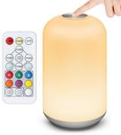 KOOFIT Baby Night Light Touch Lamp, Dimmable Bedside Lamp Remote Control Table Lamps for Bedroom, 13 RGB Color Night Light Kids, Rechargeable Night Lamp for Adult, Newborn, Breastfeeding, Nursery