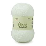 Ganga Olivia Double Knit Yarn Knitting White Colour Wool Ball, Hand Knitting and Crochet Yarn 200 Grams for Craft, Baby wear, Blankets, Ponchos mufflers, caps,Needle Crochet Hook Thread.. ;