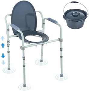 VEVOR Commode Chair, Bedside Commode with Wider Toilet Seat, 7-Level Adjustable Height, 5.8L Removable Bucket, Easy to Assemble, 350 LBS Capacity, Raised Toilet Seat for Adults Seniors