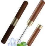 2 Pack 6.7 Inches Stainless Steel Ice Picks with Safety Cover Non-Slip Wooden Handle for Easy to Grip for Use in Kitchen Bars Bartender Picnics Camping& Restaurant