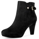 Allegra K Women's Platform Side Zipper Chunky Heel Ankle Boots Black 6 UK/Lable Size 8 US