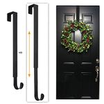 LBSUN Wreath Hanger, Adjustable Over The Door Wreath Hanger & Wreath Holder & Wreath Hook for Door (Black)