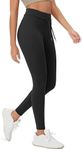 ODODOS Women's Drawstring Tie Daily Leggings 28" Inseam Full Length High Waist Workout Yoga Pants, Onyx Black, X-Large