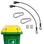 Black Garbage Trash Can Locks with Wire，2PCS Trash Can Lid Lock Outdoor for Animals, Metal Garbage Can Lid Lock Strap, Bear Proof Trash Can Strap for Bear, Dogs, Squirrels Etc,for Any Size Trash Can