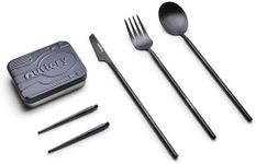 Outlery | Portable & Reusable Stainless Steel Travel Cutlery Set (Black) - Includes Travel Case for Easy Transport