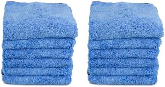 Maxshine 16”x16” Universal 12-Pack Blue Microfiber Towel - Zero Crazy Edgeless (380GSM), Black Border - Professional Rinse-Free, Scratch-Free Drying Towels for Cars - Car Detailing